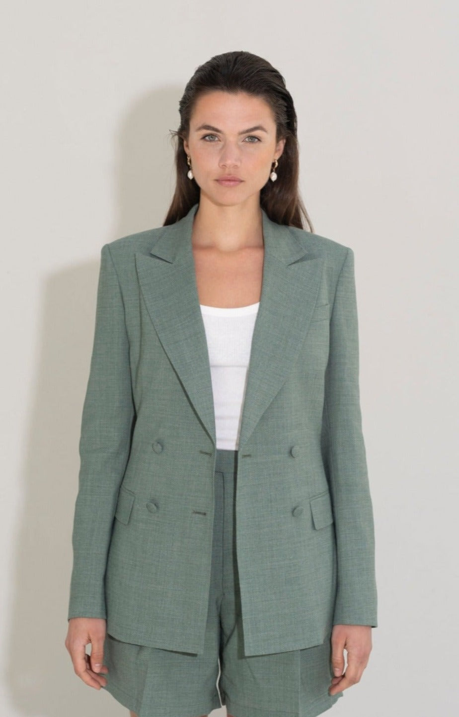 green linnen jacket women