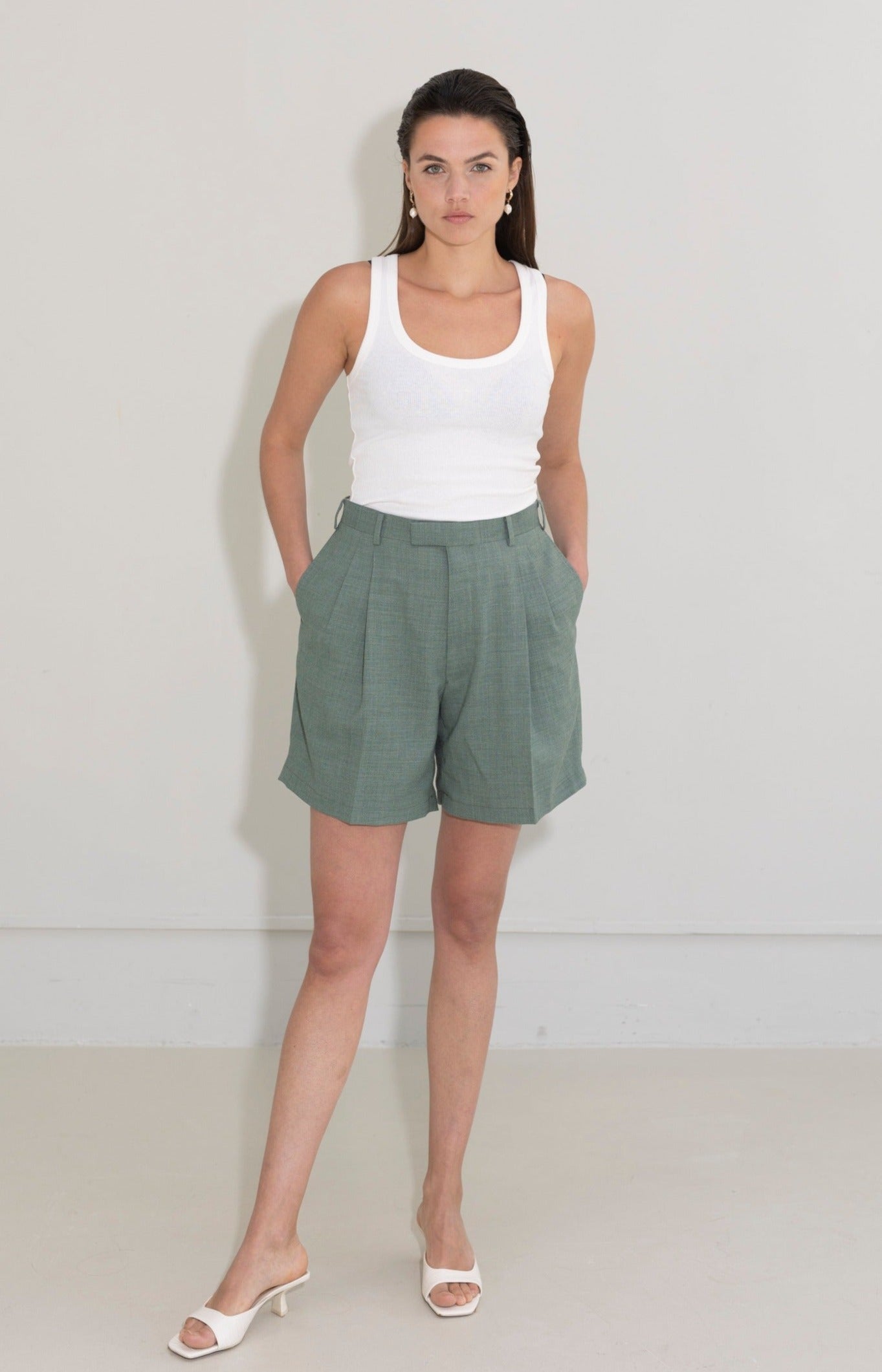 green bermuda shorts women