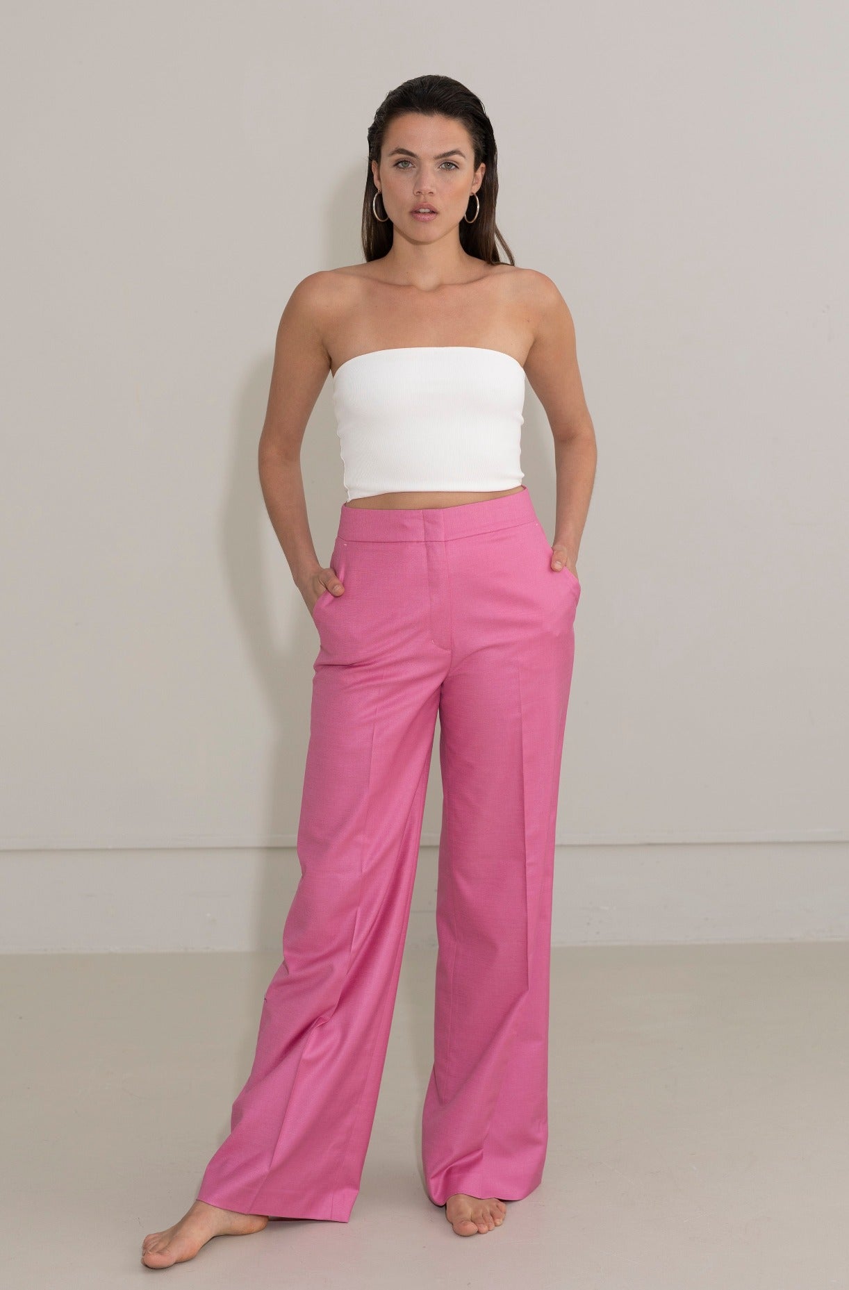 pink trousers women
