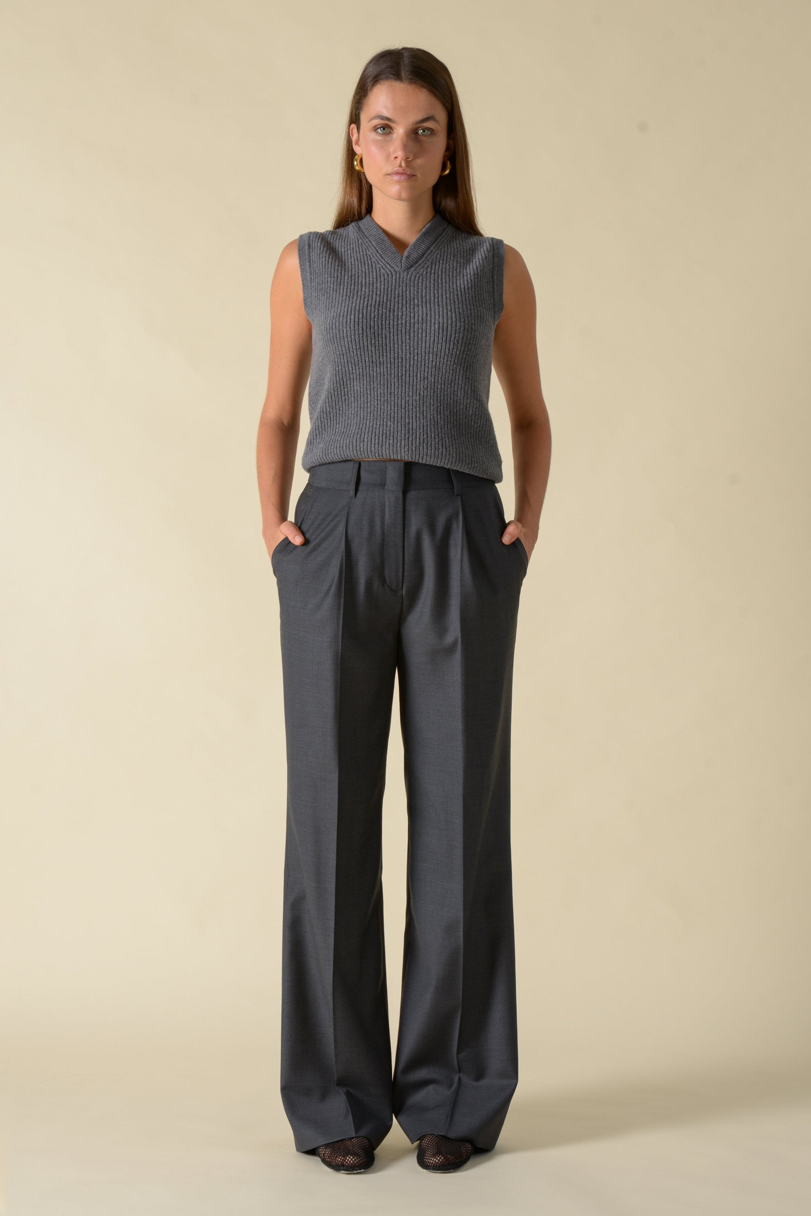 Grey boyfriend trousers