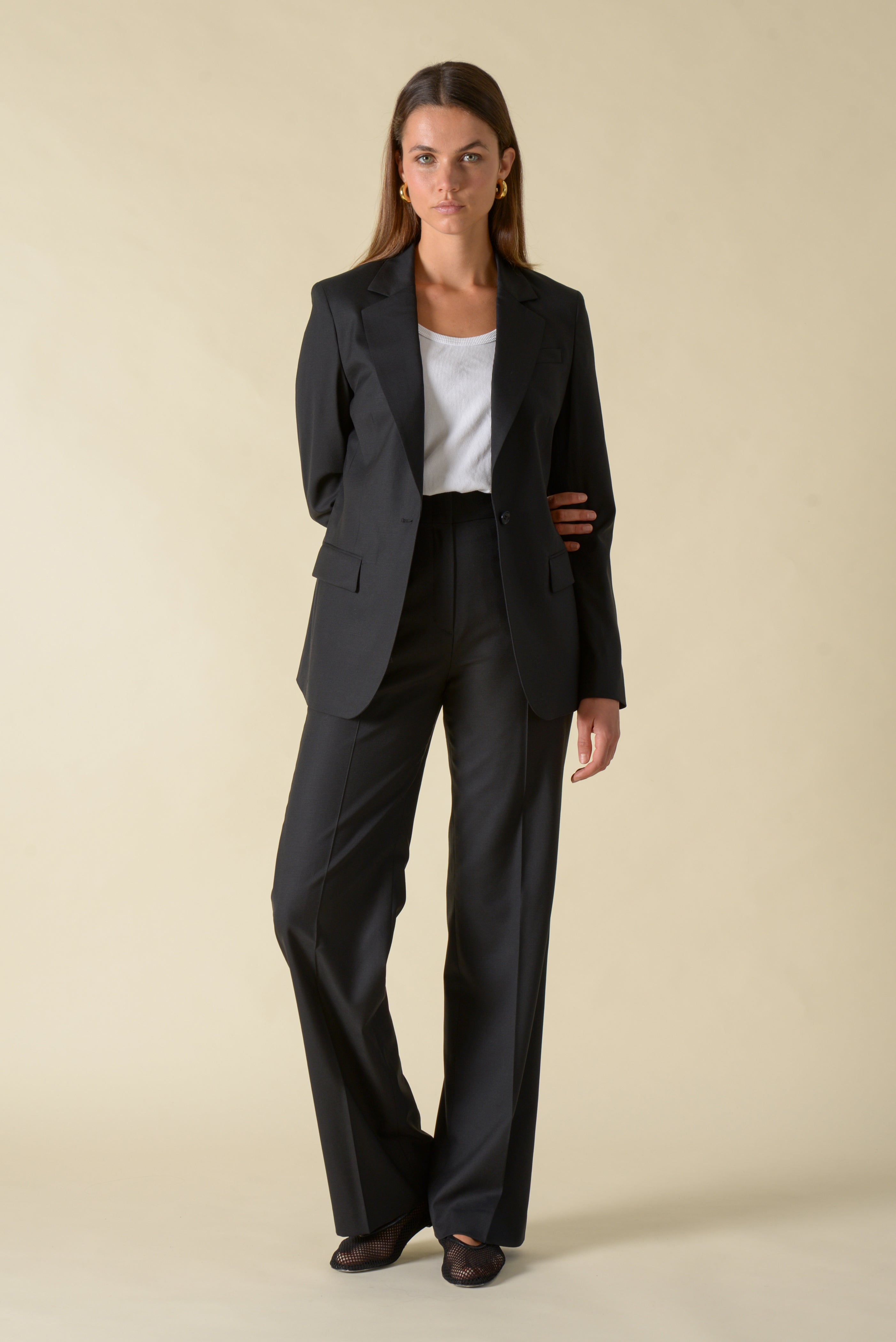 Black wool suit