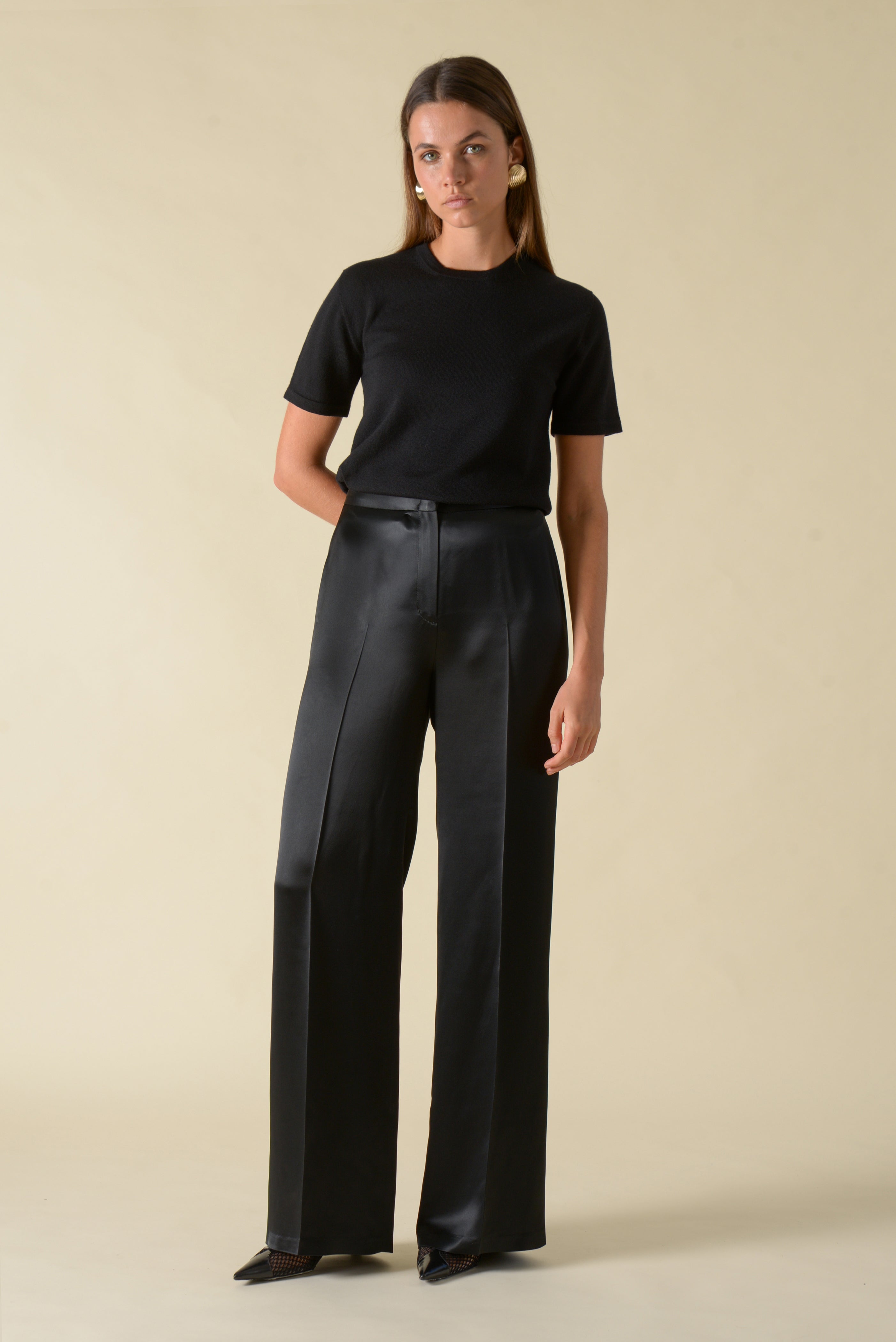 Satin wide trousers