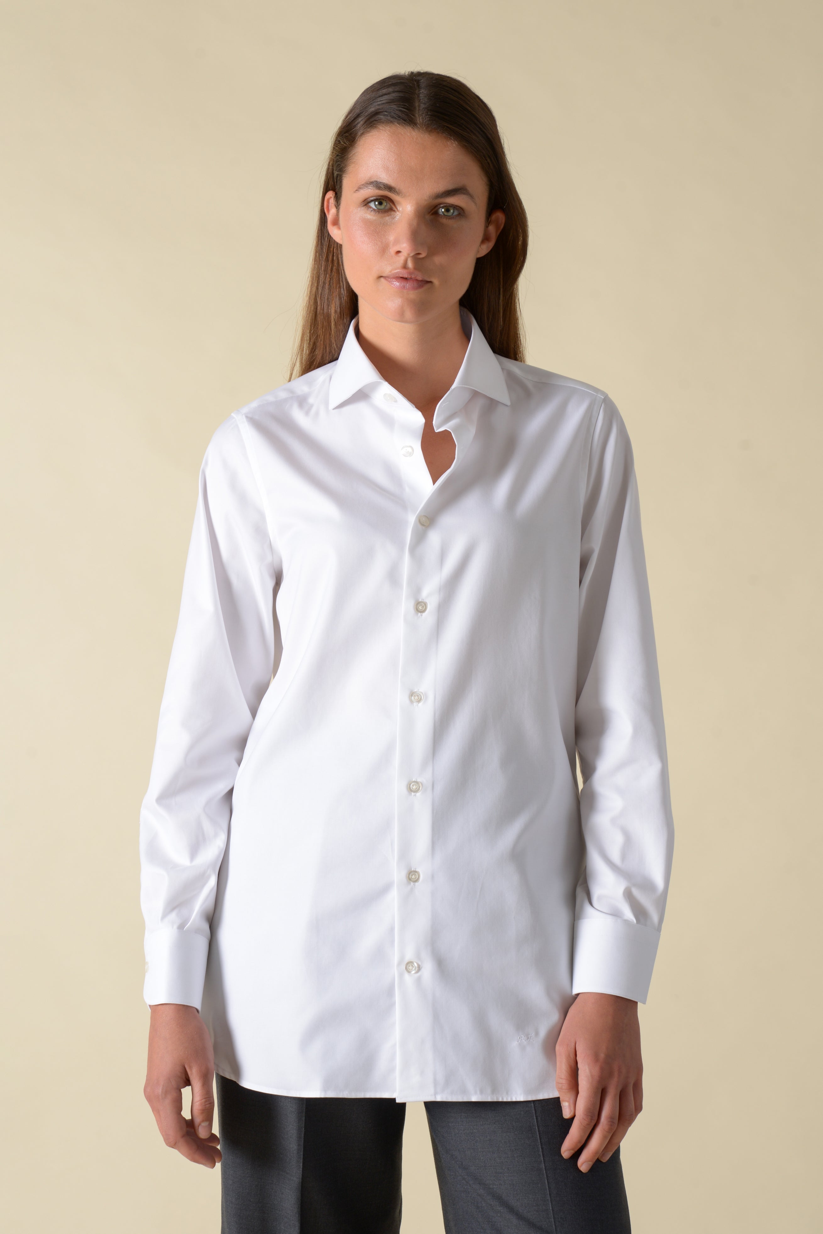 White cotton fine twill shirt