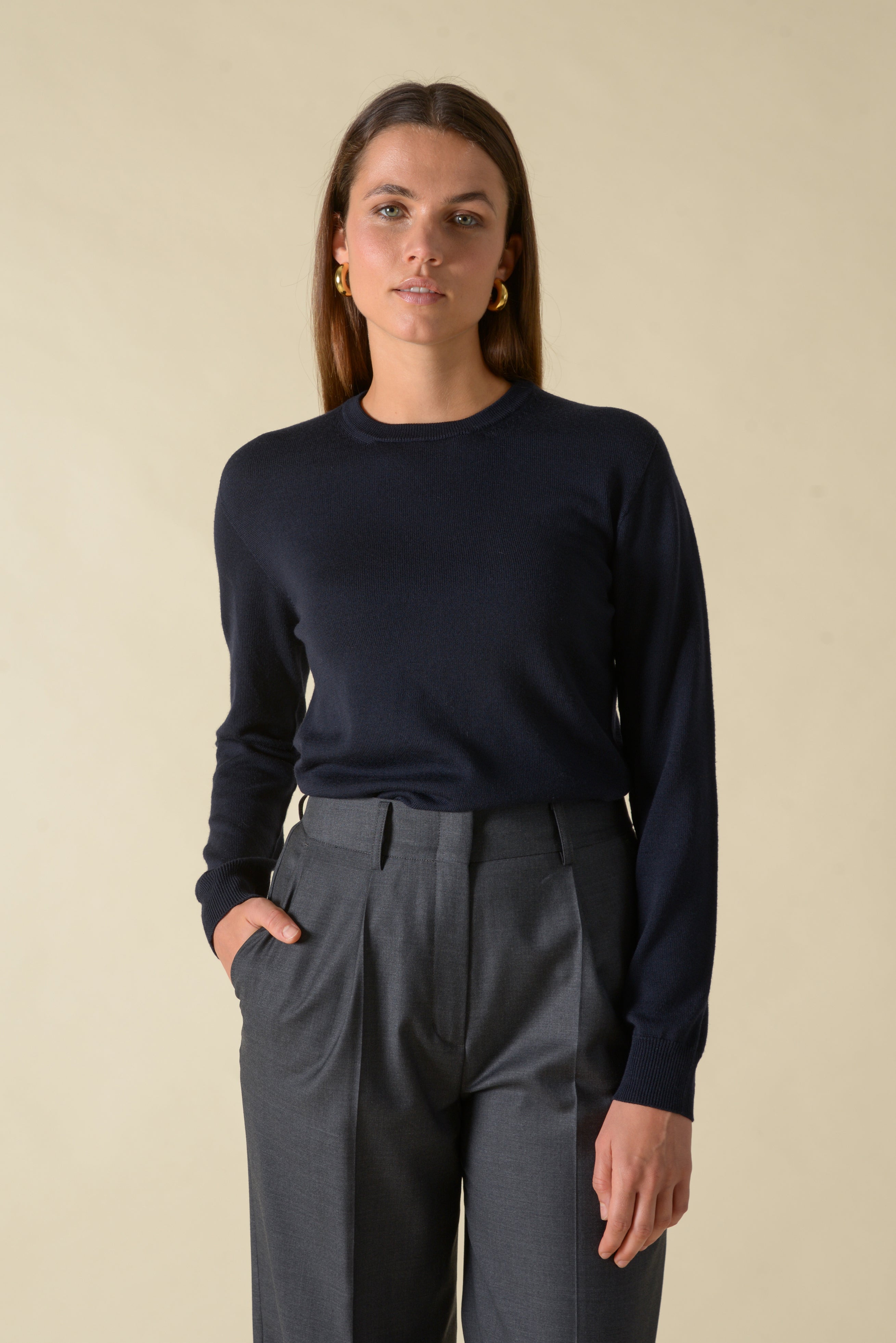 Navy merino wool crewneck