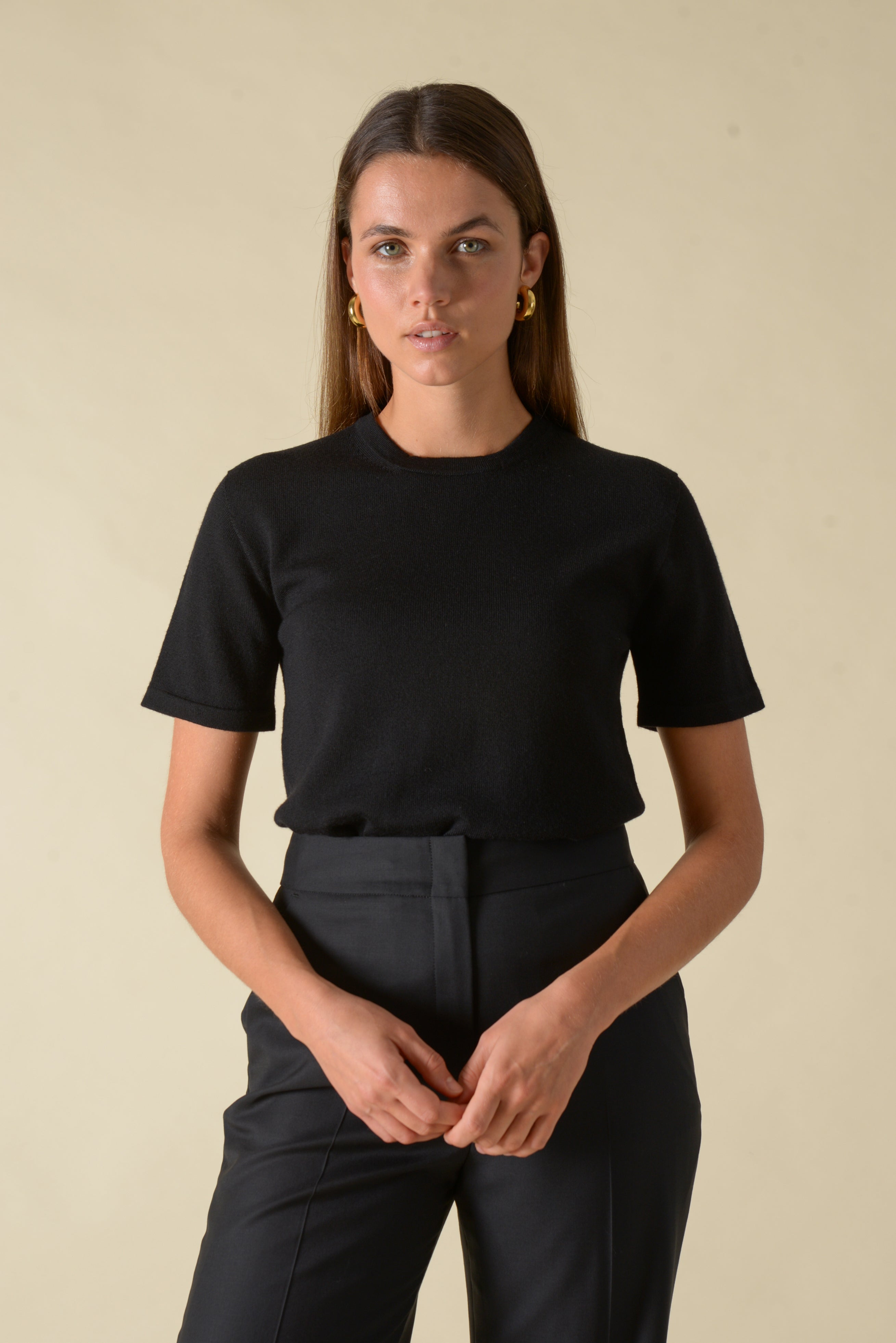 Black merino wool t-shirt